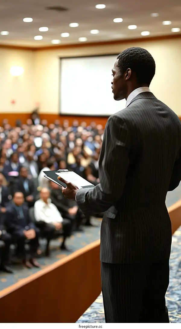Business Conference Speaker with Diverse Audience