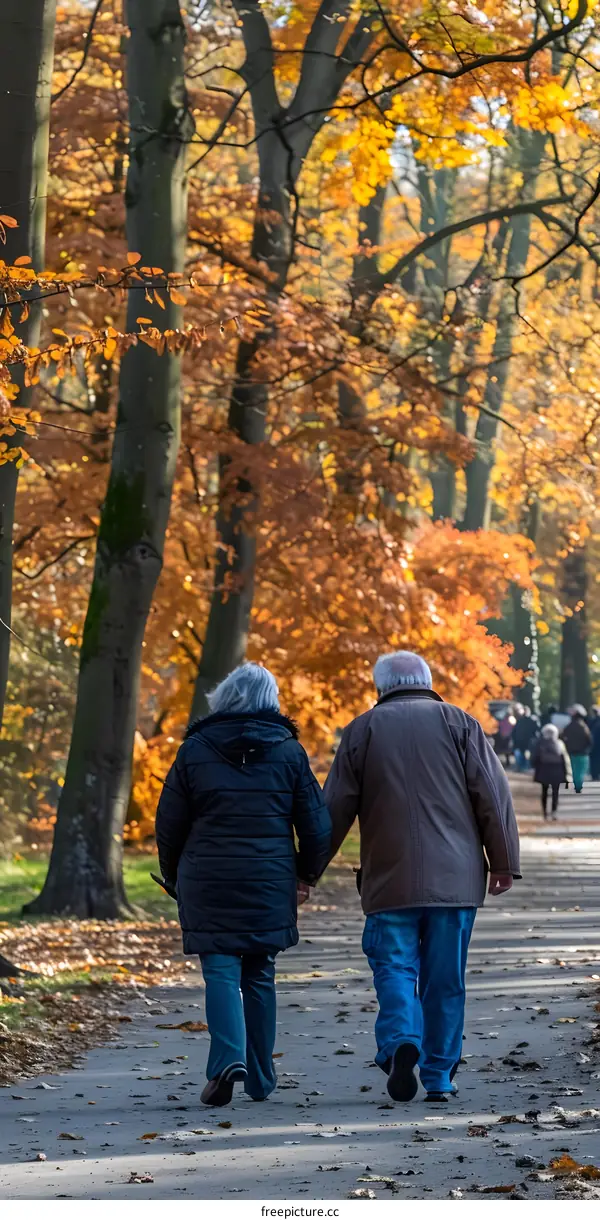 Couple Walking Through Autumn Forest