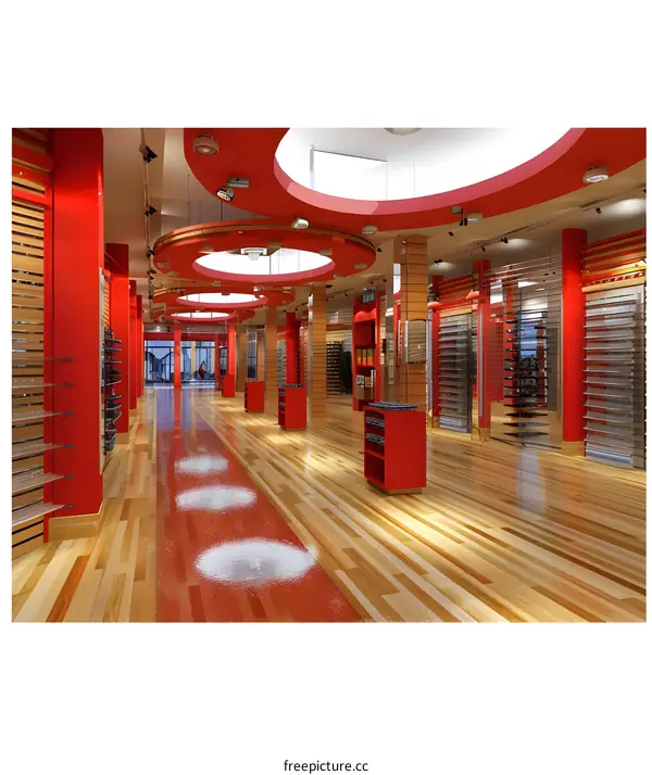 Red Interior Design of Eyewear Store