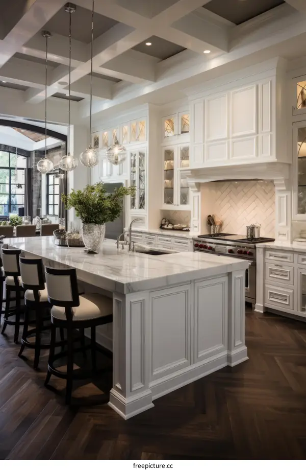 Modern Farmhouse Kitchen With White Cabinets and Hardwood Floors