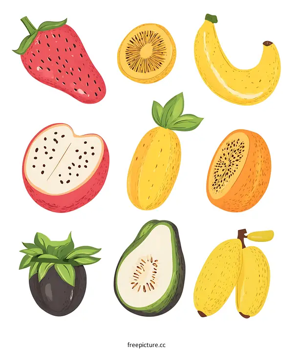 Colorful Illustration of Fresh Fruits