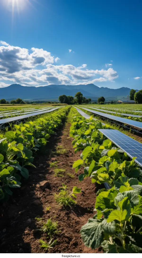 Solar Panels in a Strawberry Field