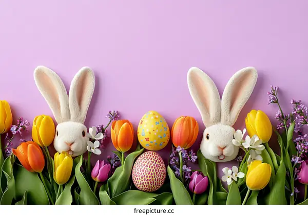 Easter Decoration with Tulips and Eggs