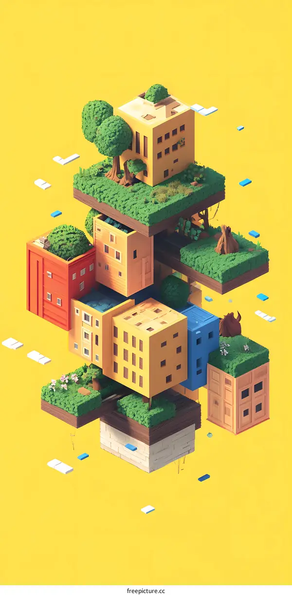 Floating City Abstract Illustration