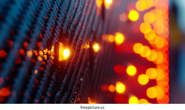 Abstract Bokeh Lights Through a Woven Structure