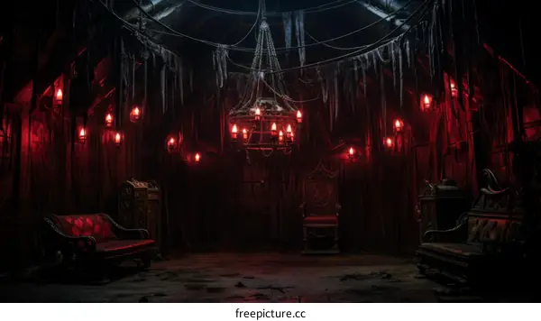 Red room with throne and candles
