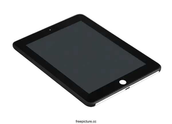 [Transparent Background PNG]Black Tablet Computer on a Light Gray Background