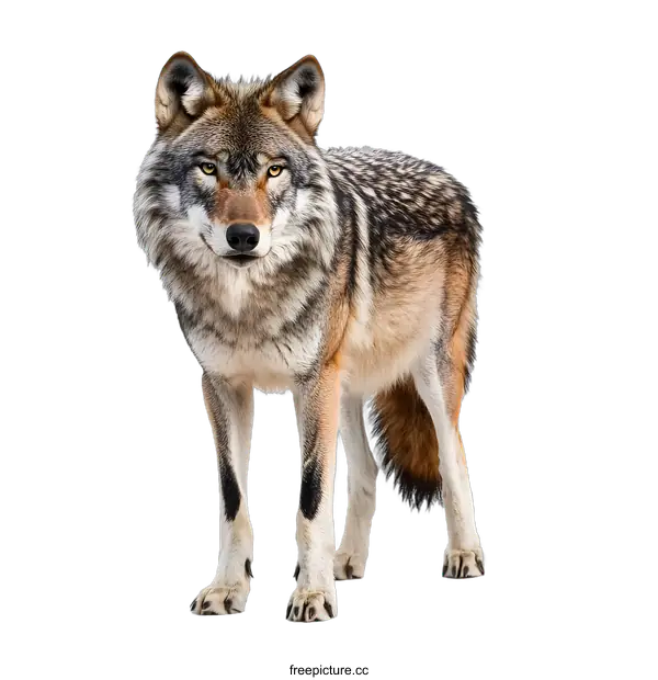 [Transparent Background PNG]Gray Wolf Standing on White Background
