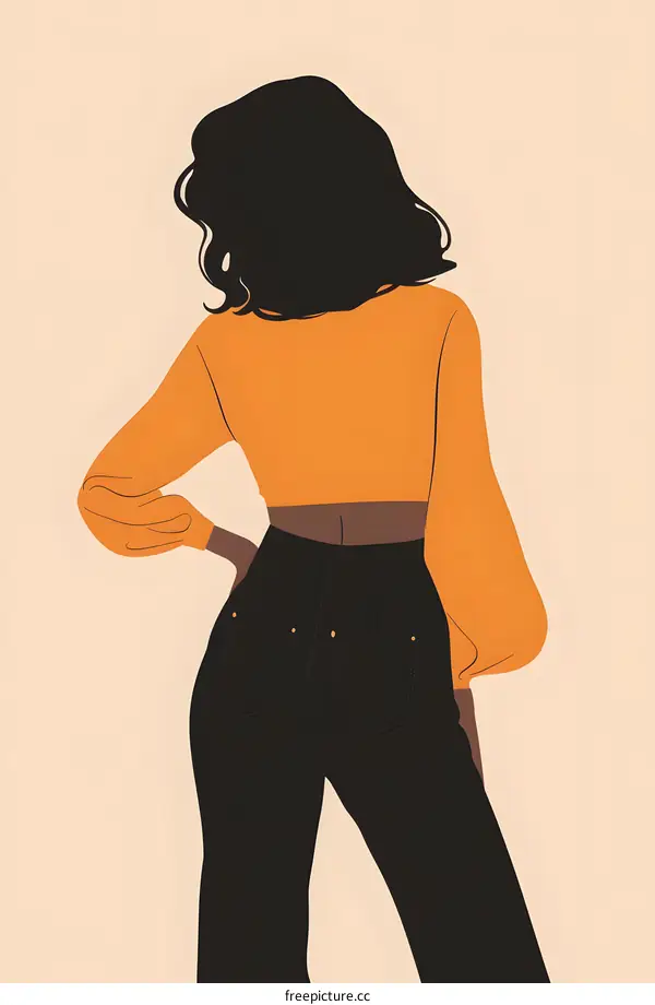 Minimalist Illustration of a Black Woman in a Yellow Top and Jeans