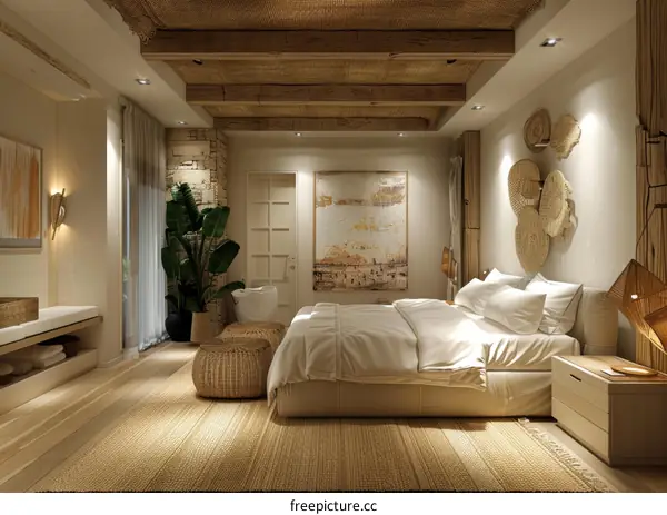 Bohemian Bedroom Interior Design Illustration