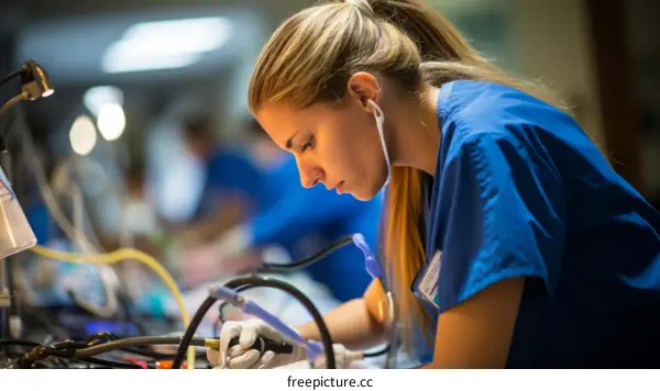 Veterinary Nurse Examining An Animal