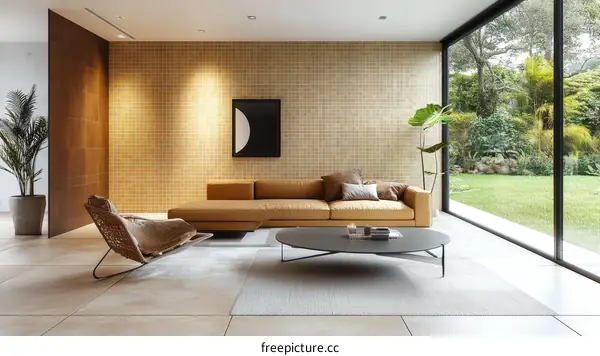 Modern Living Room Interior Design with Beige Sofa