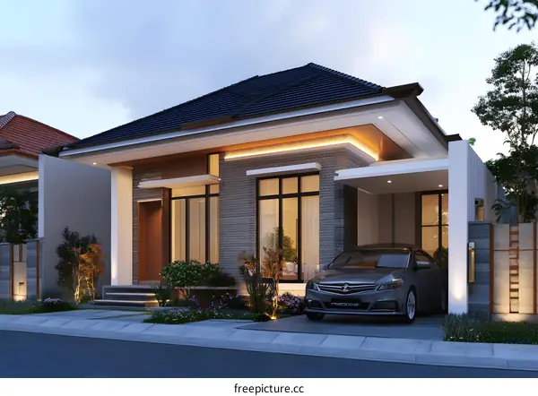 Modern House Design with Car Park