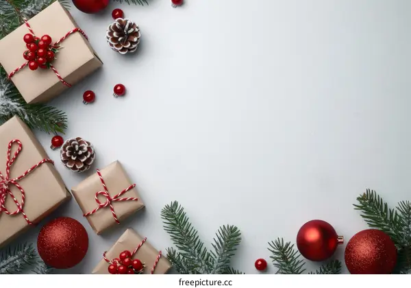 Christmas background with gifts and decorations