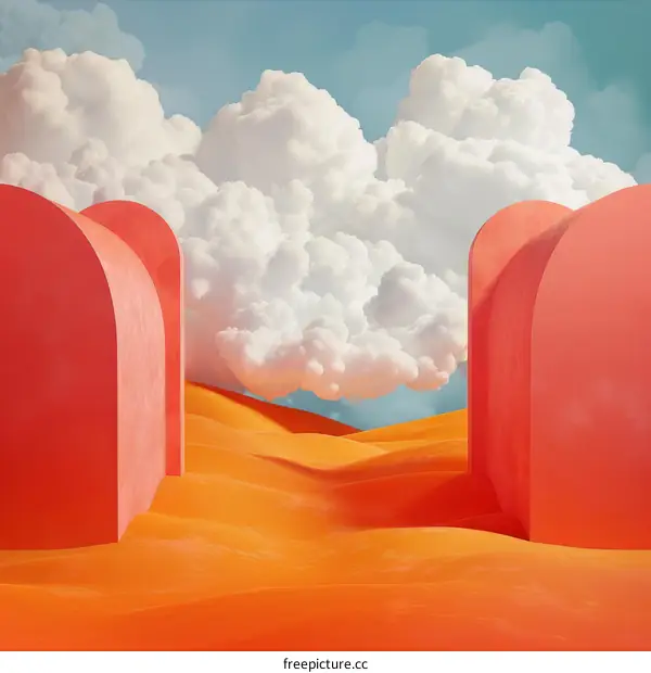 Abstract Desert Landscape with Coral Structures