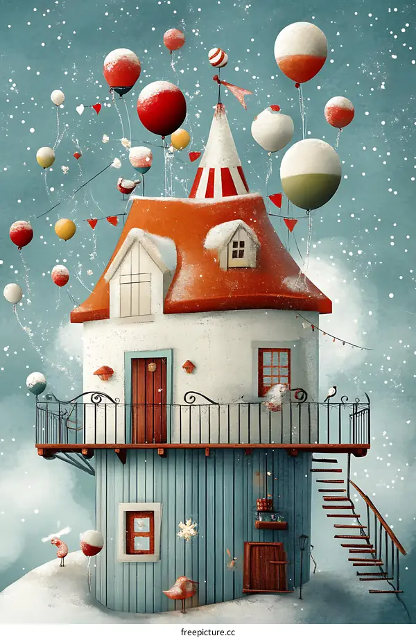 Winter Wonderland House with Balloons