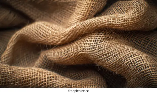 Closeup of brown sackcloth fabric with visible weave