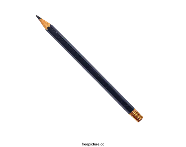 [Transparent Background PNG]Single Dark Blue Pencil on White Background
