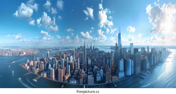 Aerial View of New York City Skyline