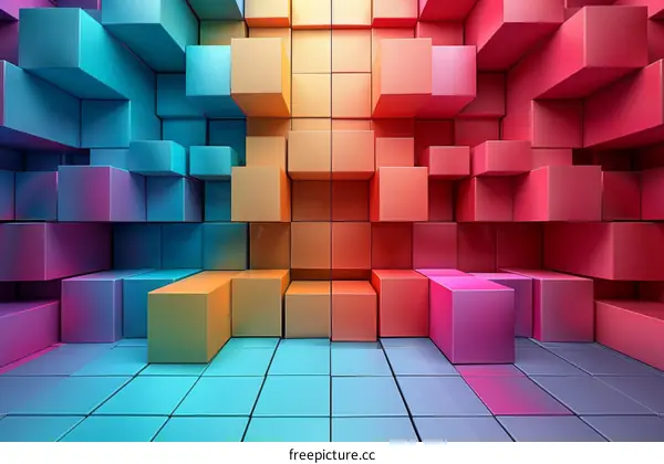 Abstract Colorful 3D Cube Pattern