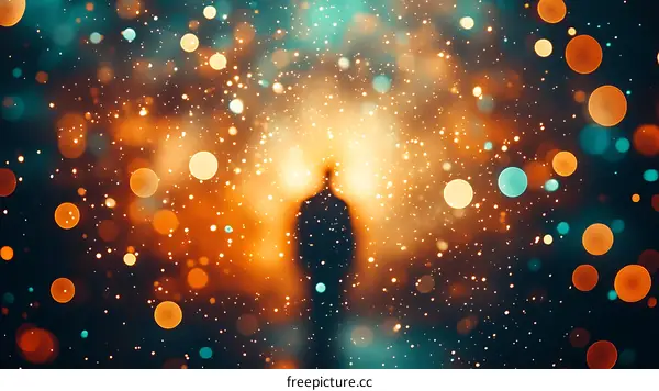 Abstract Bokeh Background with Silhouette Figure