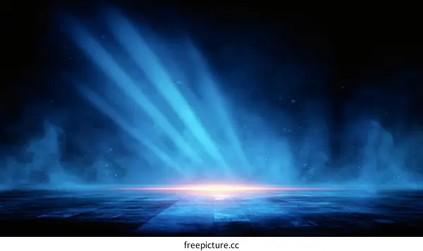 Abstract Blue Light Scene on a Concrete Floor