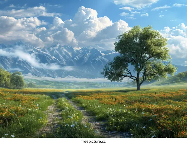 Spring Path to the Mountains