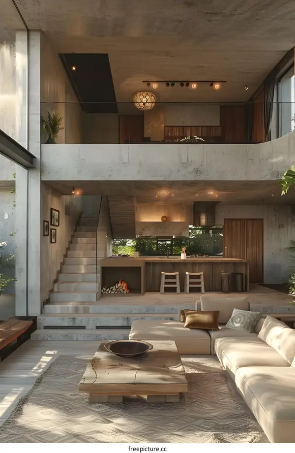 The interior of a concrete house