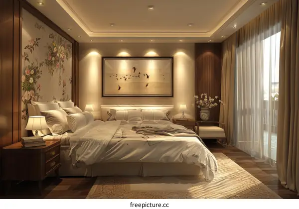Elegant Bedroom Interior Design Illustration