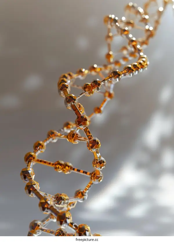 Golden DNA Helix Isolated on White