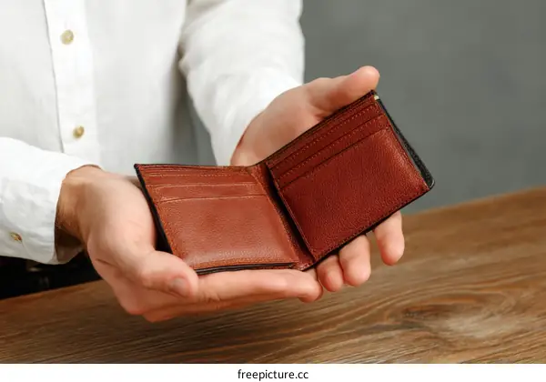 Empty Wallet Held in Hands