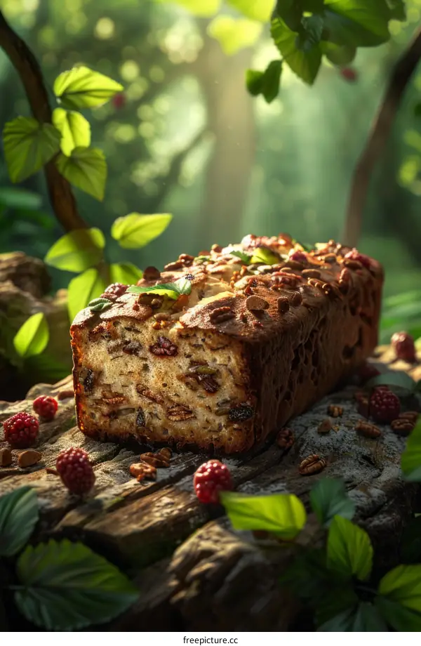 Close-up of Homemade Fruit and Nut Bread