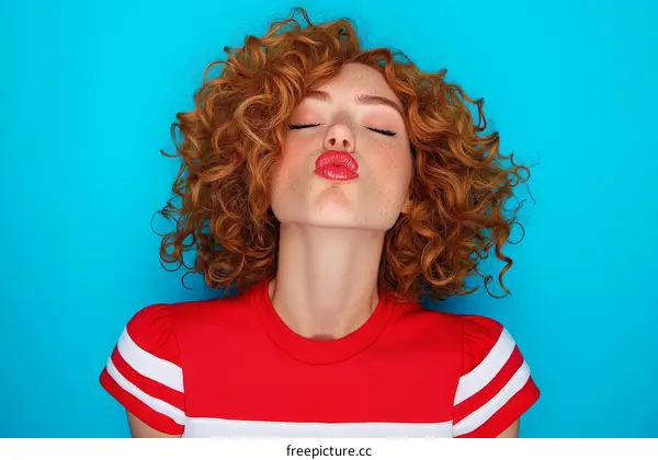 Fashionable Woman Kissing Posing Portrait