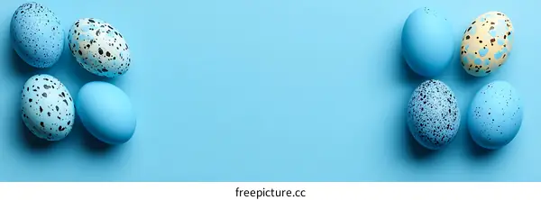 Easter Eggs on a Light Blue Background