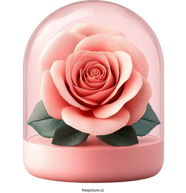 [Transparent Background PNG]Rose in a Glass Dome Illustration