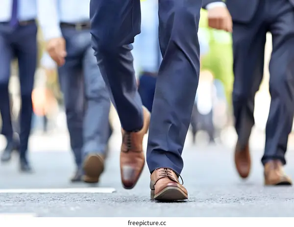 Closeup of Mens Feet Walking on Pavement