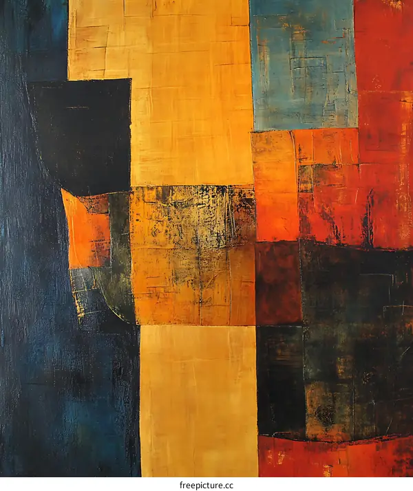 Abstract Art Painting with Geometric Shapes and Vibrant Colors