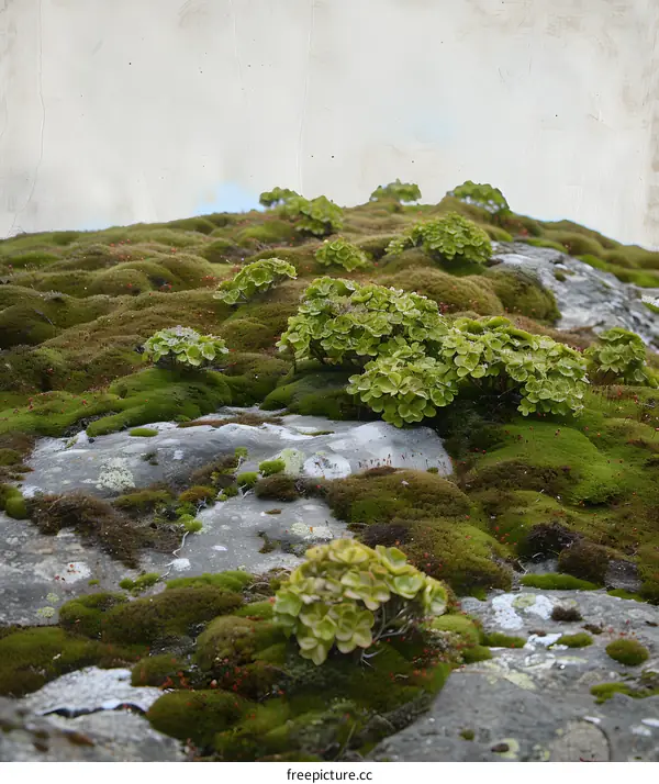 Closeup of Green Moss Growing on Rocks