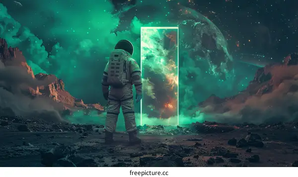 Astronaut Exploring an Interdimensional Portal