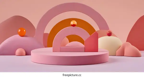 Abstract Pink and Orange Geometric Shapes