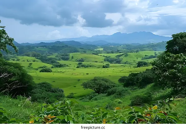 Green hills and blue sky