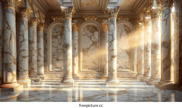 Ancient Marble Columns Grand Hall Interior Design