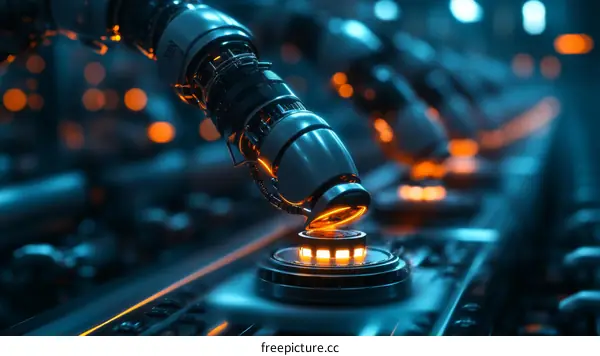 Futuristic Robotics Assembly Line Illustration