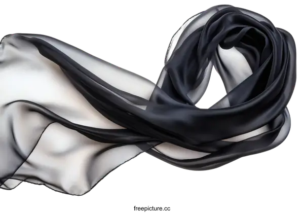 [Transparent Background PNG]Elegant Black Sheer Fabric Scarf