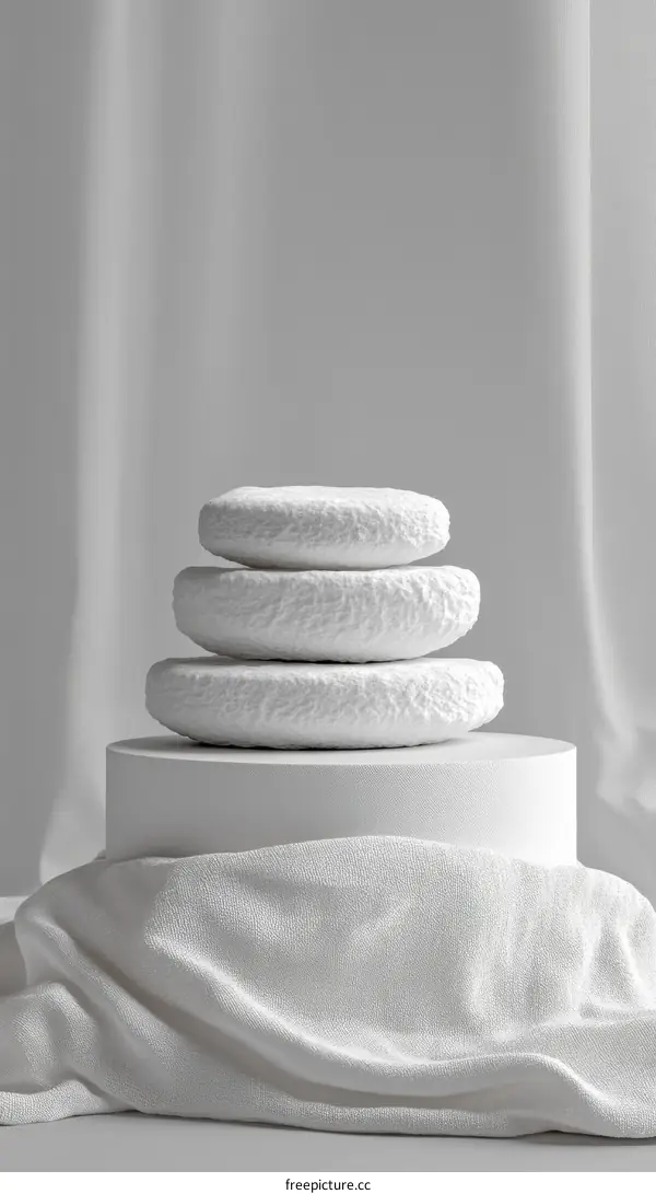 White Stacked Stones on Display Platform