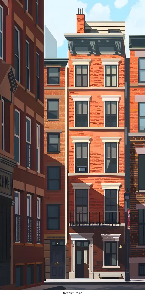 Brick Building Facade Illustration