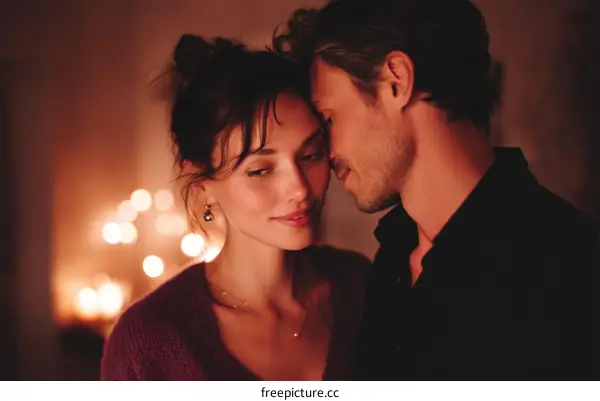 Close Up Romantic Couple in Warm Light