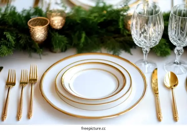 Elegant Gold Rimmed Table Setting