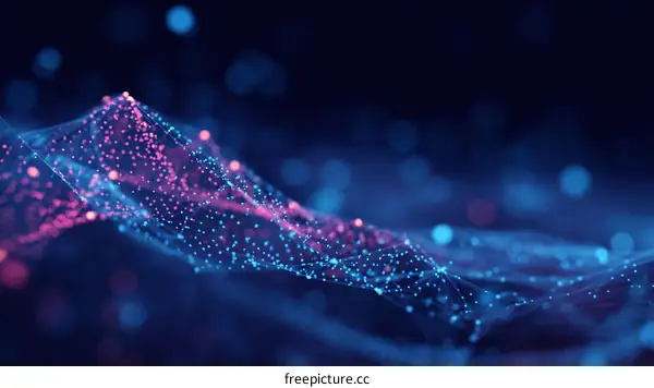 Abstract Digital Wave of Pink and Blue Particles