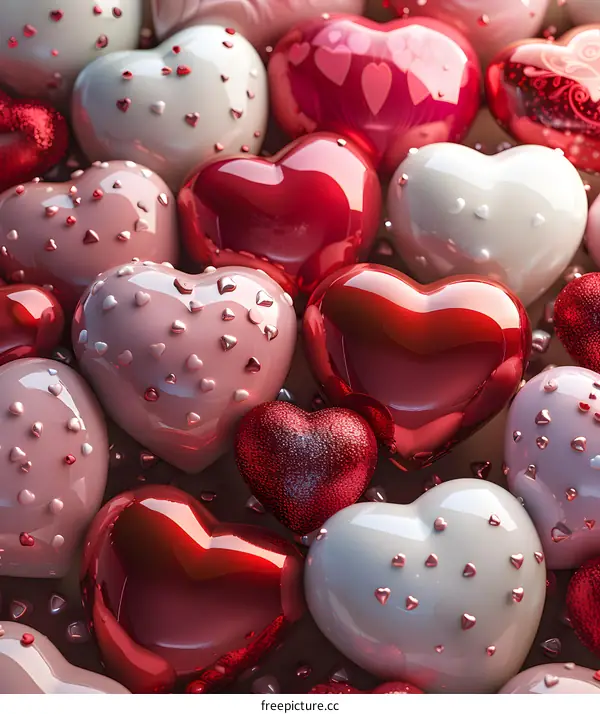 A pile of colorful hearts